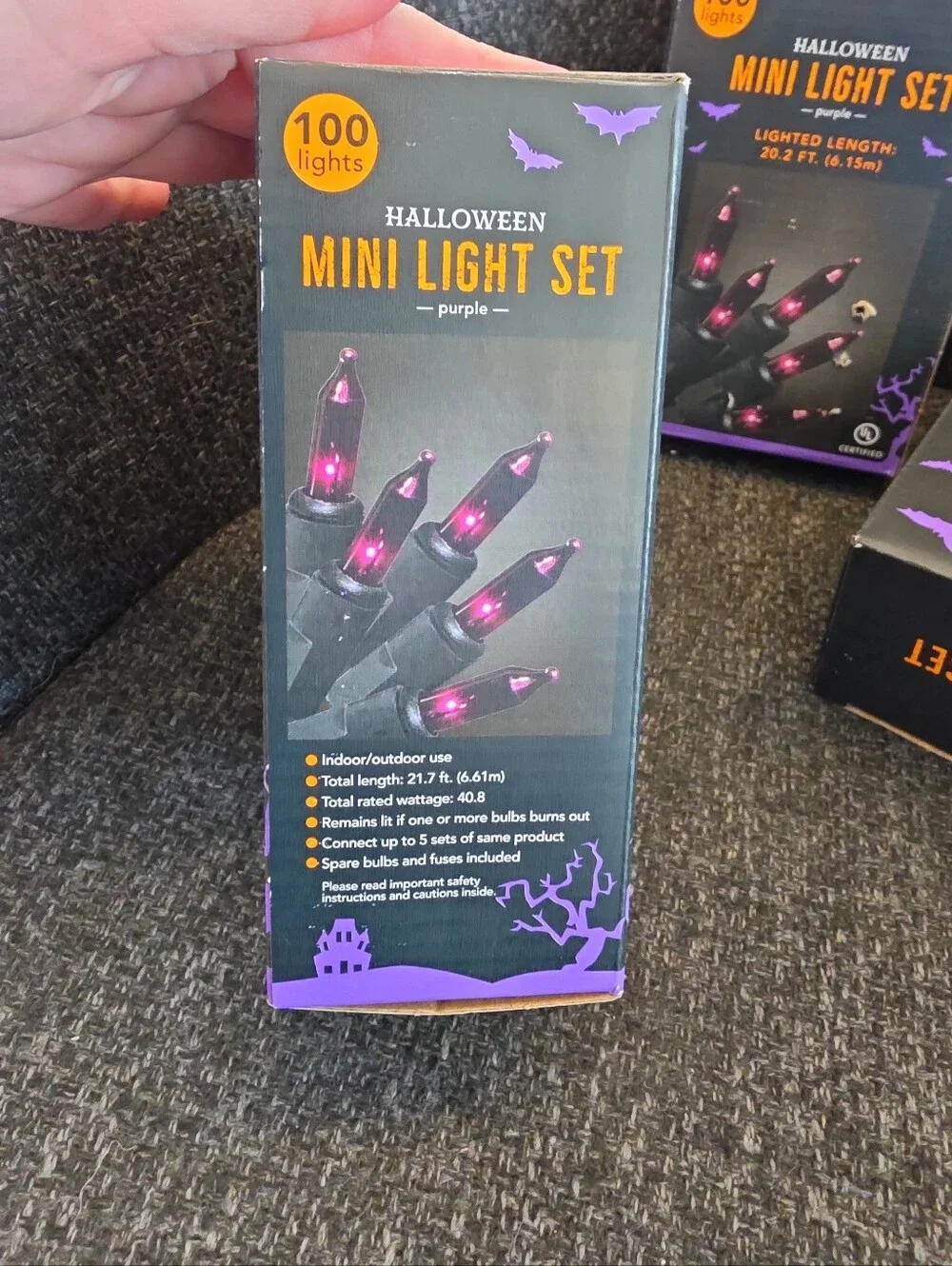 NIB 4 Boxes Of Halloween LED Mini Light Set 400 Purple Lights Total 80 Feet